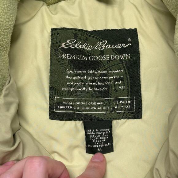Eddie Bauer Green Mens M Premium Goose Down‎ Puffer Quilted Ski Jacket Vest - Picture 4 of 13